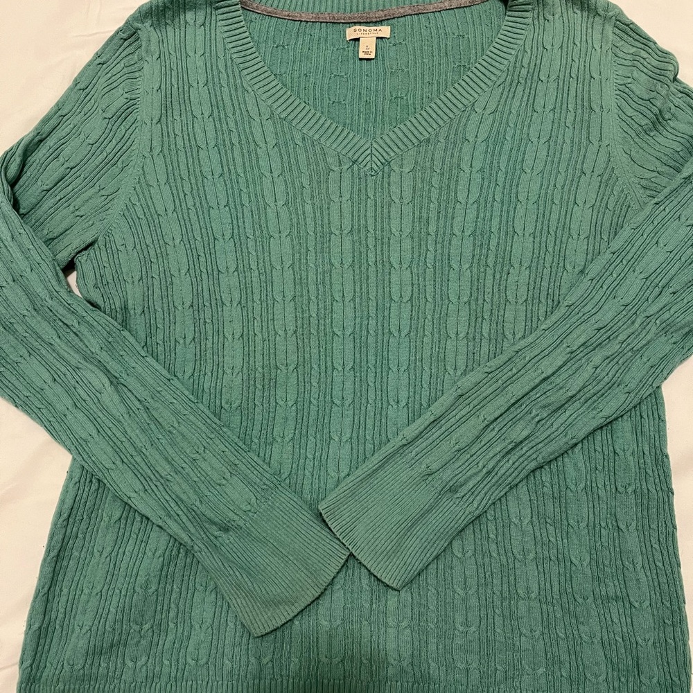 y2k Sonoma Teal V-Neck Sweater